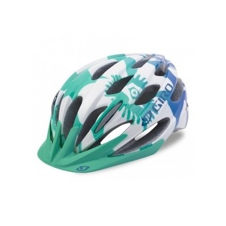 Велосипедный Шлем Giro 17 RAZE детский, глянцевый белый бирюзовый зеленый цветы размер U, GI7075678