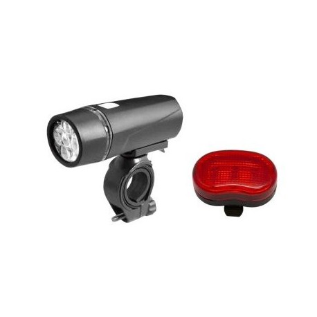 Комплект фонарь+фара XINGCHENG, 3 режима, черный, батарейки, XC-100305
